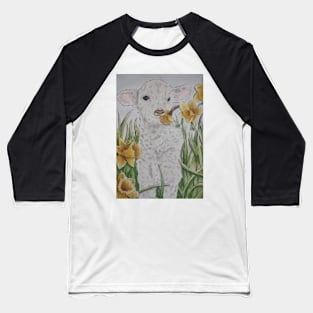 Baby Lamb watercolor painting Baseball T-Shirt